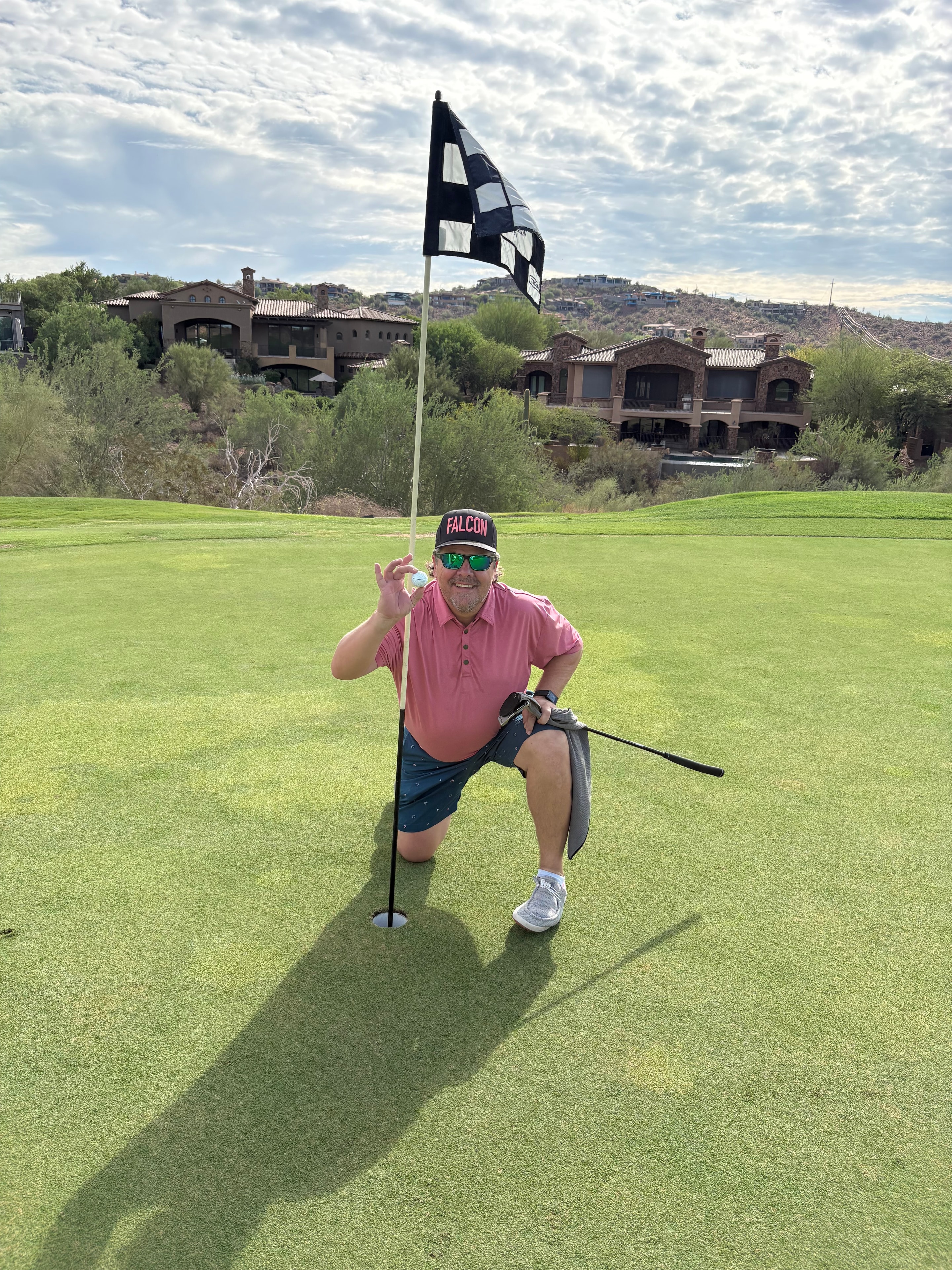 Mike Horsley smiles after making a hole-in-one at Eagle Mountain Golf Club